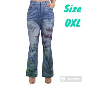 DressLily Butterfly Floral Pattern Fly Flare Wide Leg Spring Fairy Women 0XL